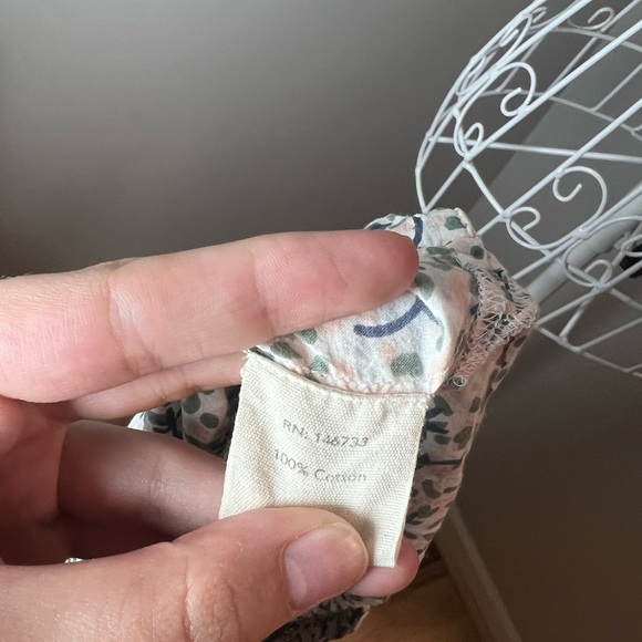 Mirth Anthropologie Floral Short Sleeve Cottagecore Boho Cotton Blouse Size XL - Picture 6 of 6